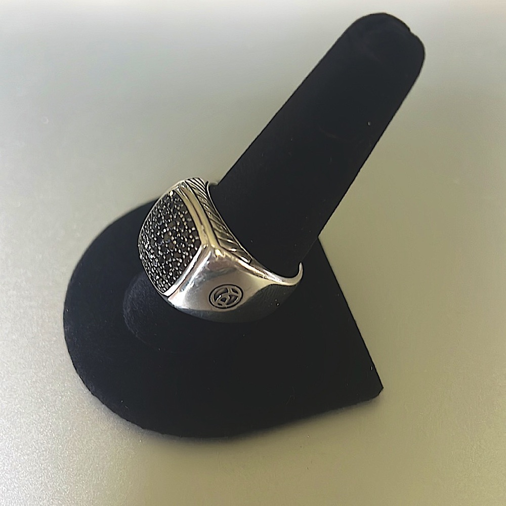 David Yurman men’s Black pave Diamond signet ring. Full Restoration by D. YURMAN